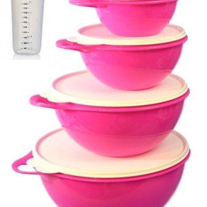 Tupperware Kitchen - NEW Neon Pink Tupperware Thatsa Bowl Set & Shaker Tupperware Kitchen - NEW Neon Pink Tupperware Thatsa Bowl Set & Shaker
